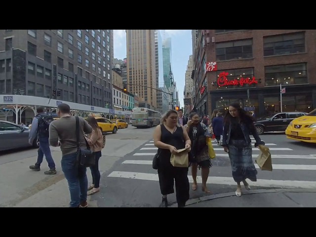 Walking Manhattan 6th Ave, 36th to 37th Right side. 3D 180 VR