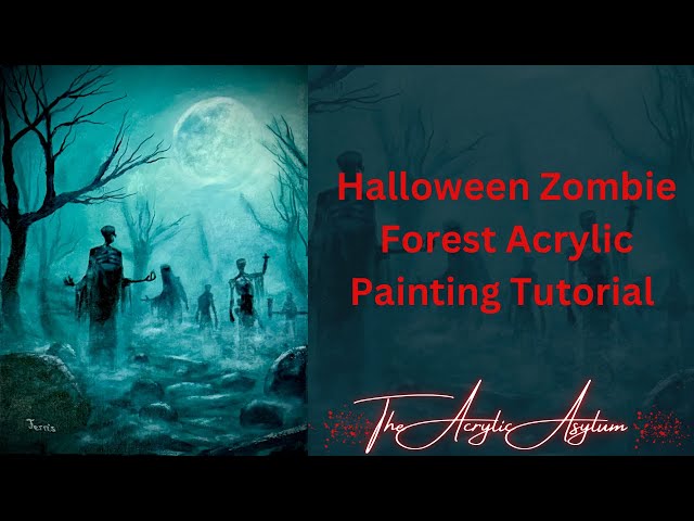 Halloween Zombie Forest Acrylic Painting Tutorial