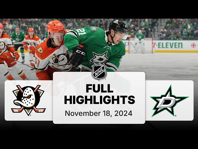 NHL Highlights | Ducks vs. Stars - November 18, 2024