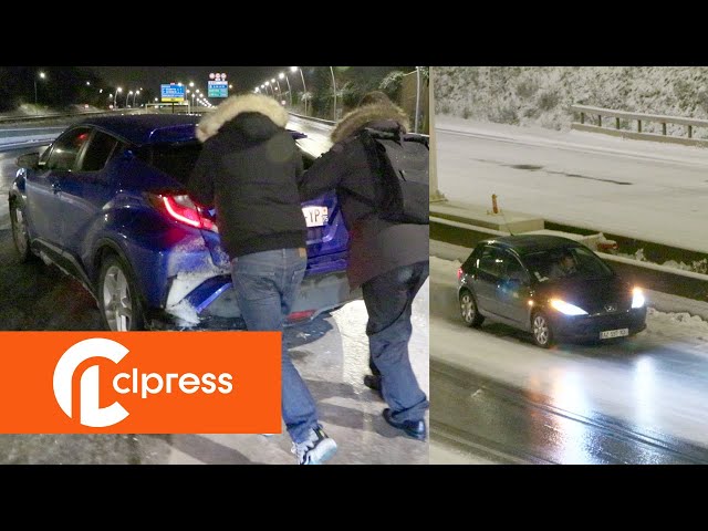 Chutes de neige : des centaines d'automobilistes bloqués sur l'A13 (8/9 janvier 2024, A13, France)