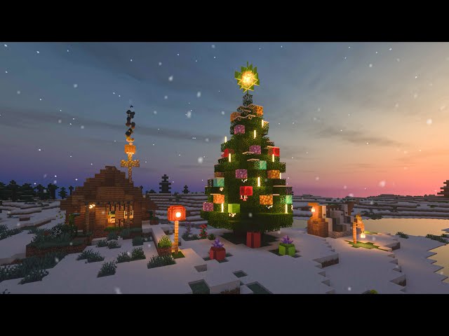 ❄️ minecraft cozy christmas village...  (minecraft music & winter ambience)