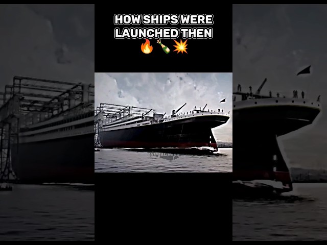 Ships launch now 🆚 then #ships #launch #olympic #titanic #queenmary #queenelizabeth2 #shorts #edit