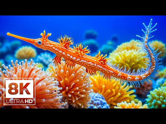 Enchanting Aquatic Life 8K (ULTRA HD) 🐠 Beautiful Coral Reef Fish - Relaxing Sleep Meditation Music