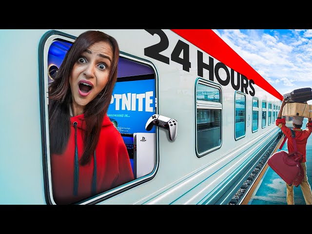 24 HOURS in TRAIN || We built a GAMING room 😍