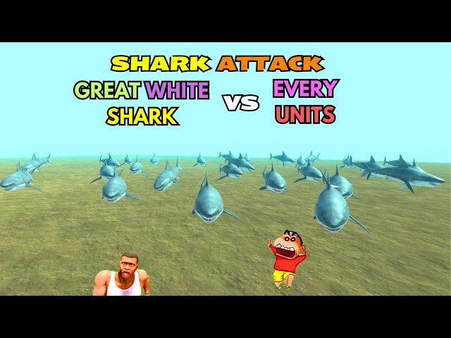 🔥 All Units vs Shark army: Great white shark kills all animals in ARBS