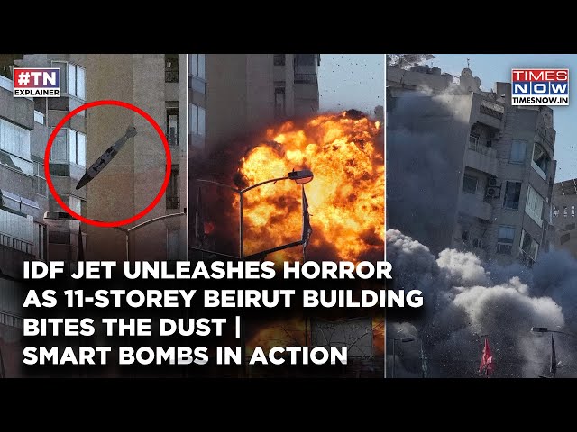 Israel Fighter Jet Drops 2000 Pound Bomb On 11-Storey Beirut Building | IDF Fury Triggers Big Blast