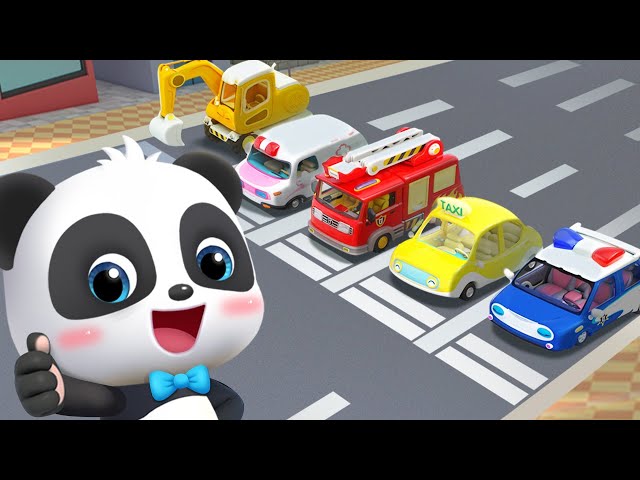 Five Little Cars Patrol Team | Street Vehicles Song | Nursery Rhymes & Kids Songs | BabyBus