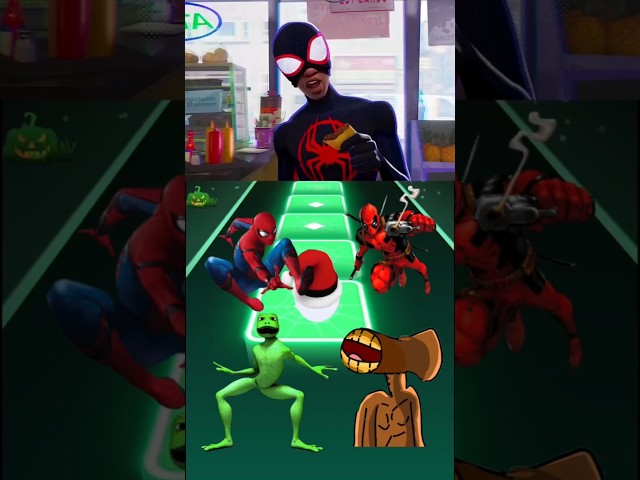 Spiderman vs Deadpool vs Green Alien vs Siren Head Coffin Dance #tileshop #coffindance #shorts