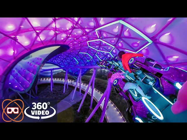 [360] Tron Roller Coaster Ride at Sunset - Shanghai Disneyland (Coming to Disney World)