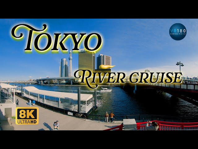 Tokyo River cruise with English Subtitles. Odaiba to Asakusa. Trip Tokyo JAPAN 8K3D VR180