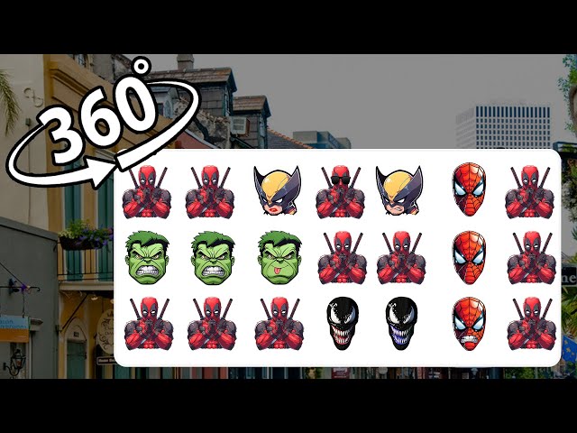 360 VR FIND THE ODD ONE OUT: SPIDER-MAN, DEADPOOL, WOLVERINE, HULK, VENOM SUPERHERO AVENGERS MARVEL