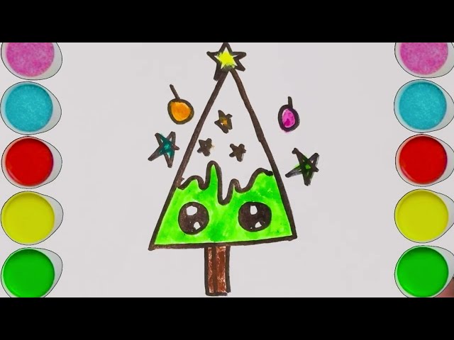 How to Draw a Cute Christmas Tree Easy Drawing and Coloring for Kids and Toddlers | ​⁠@ChildArts90