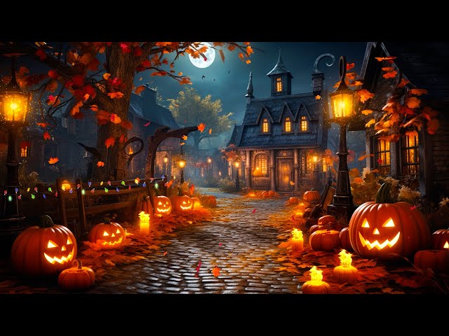 Cozy Autumn Village Halloween Ambience 🎃 Scary Halloween Sounds👻 Halloween Background Music