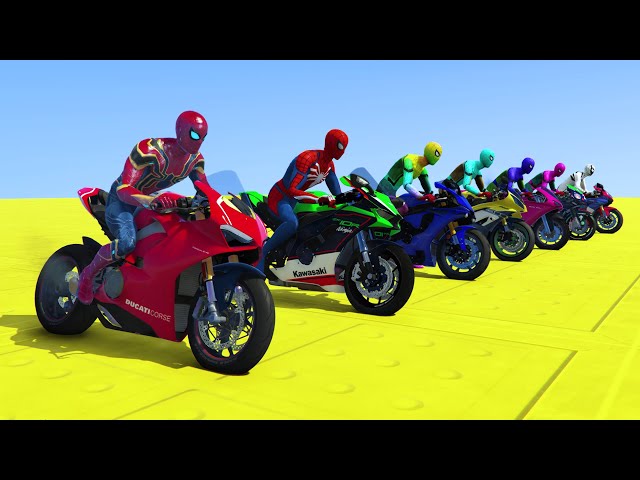 GTA V Epic New Stunt Race For Car Racing Challenge by Trevor and Shark spider-man