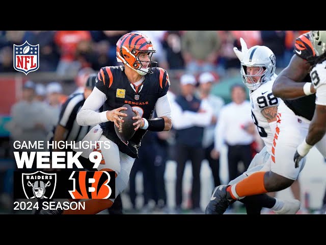 Las Vegas Raiders vs. Cincinnati Bengals | 2024 Week 9 Game Highlights