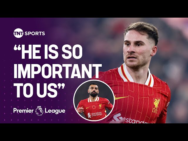 Alexis Mac Allister reacts after Liverpool's win against Villa and Mo Salah’s amazing performance 🙌