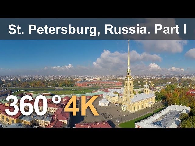 360°, Saint Petersburg, Russia, Peter and Paul fortress, 4K aerial video