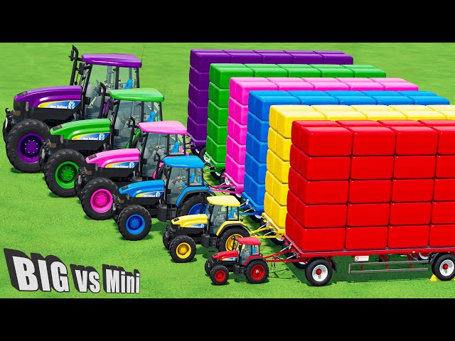 KING OF TRACTORS! MINI & BIG New HOLLAND T7 TRACTORS AND TRANSPORT HAY BALES! Farming Simulator 22