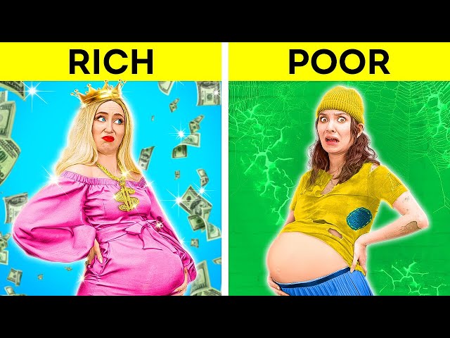 RICH VS POOR PREGNANT 💸 FUNNY AND CRAZY PARENTING HACKS AND LIFE STRUGGLES