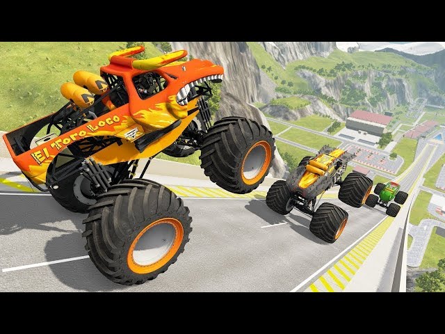 Monster Trucks Battle Ramps | Insane Jump Gone Wrong | Crash or Survive?