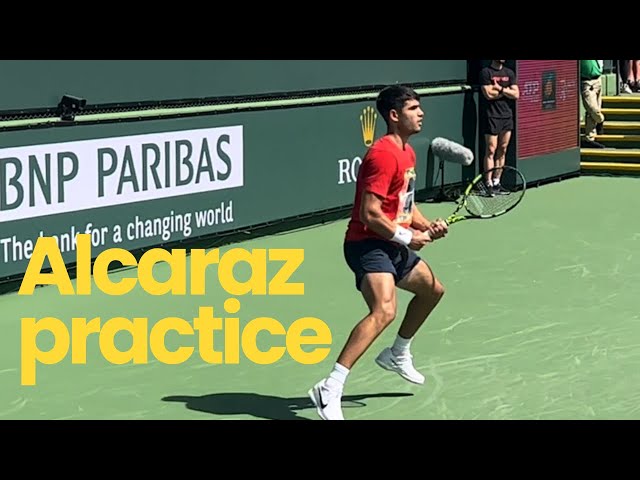 Carlos Alacaraz practice at BNP Paribas Indian Wells 2023