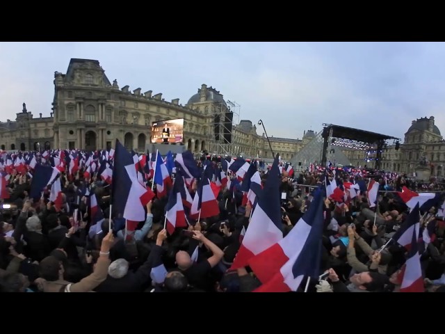 VIDEO 360 : Les supporters d'Emmanuel Macron au Louvre