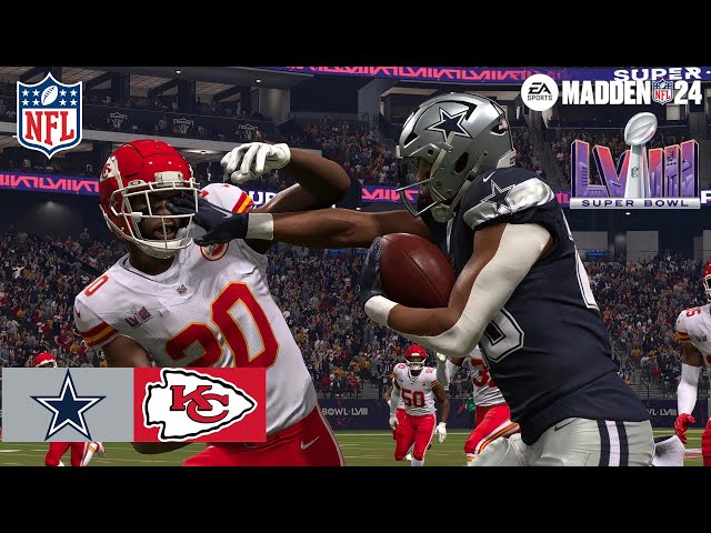 Madden 24 Super Bowl 58 Prescott Cowboys vs Mahomes Chiefs Full Simulation 2023 PS5 4K Game Play