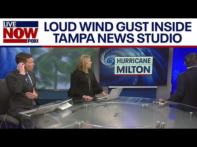 Hurricane Milton: Loud wind gust inside FOX 13 Tampa news studio | LiveNOW from FOX