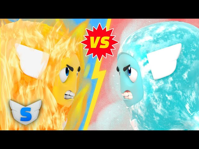 SUPER FIRE vs. SUPER ICE: HOT vs COLD superpower challenge - SuperHero Battle