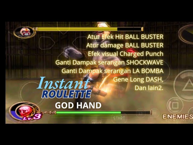 GOD HAND Instant Roulette efek hit BALL BUSTER efek visual Charged punch #aethersx2 #ps2 #godhand