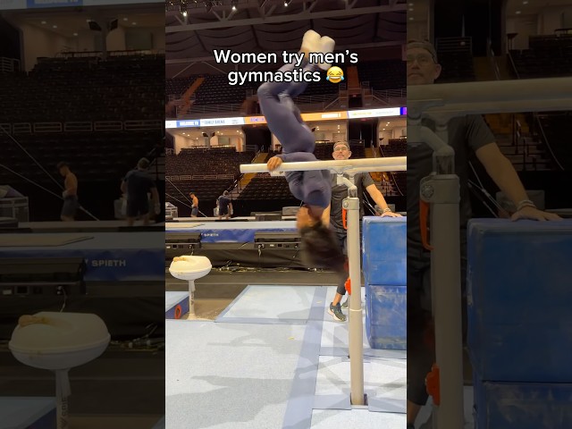 Female gymnasts try parallel bars 😳#gymnast #gymnastics #olympics #gymnasts #gym #fail #fails #d1