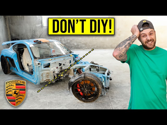 REBUILDING THE WRECKED PORSCHE GT4 I CUT INTO 2