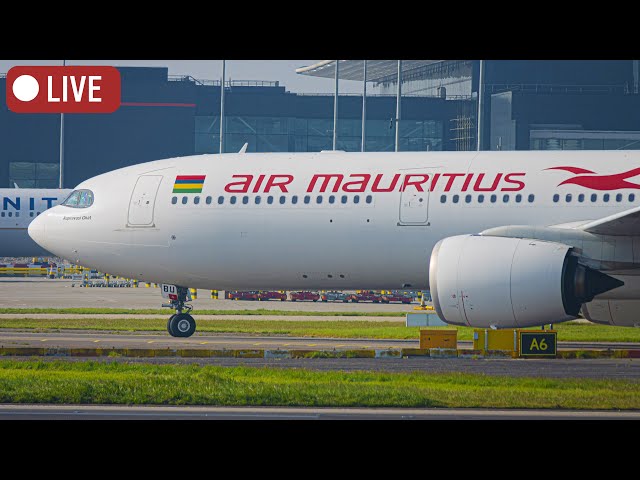 🔴LIVE - London Heathrow - MEGA WET SPRAY close-up departures #livestream #live #aviation