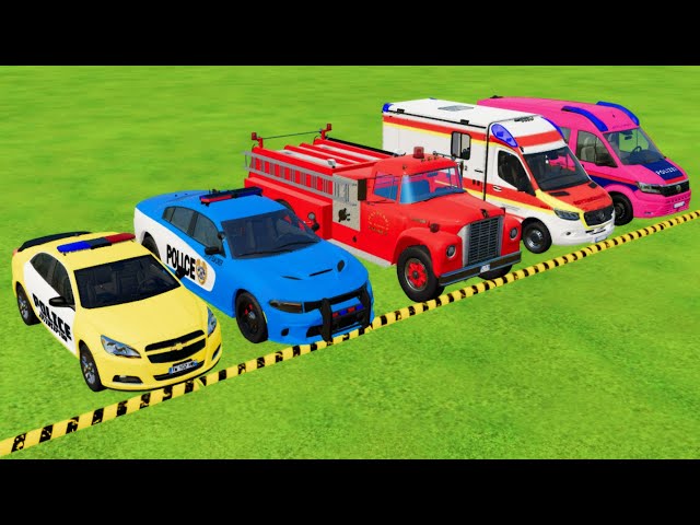 POLICE CAR, FIRE TRUCK, MONSTER CAR, AMBULANCE, COLORFUL CAR FOR TRANSPORTING|BeamiNG.Drive|FS22-313