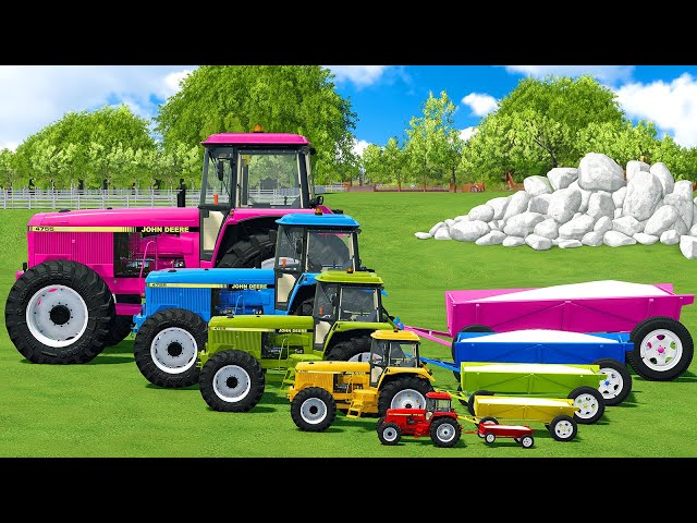 SMALL TO GIANT JOHN DEERE TRACTORS TRANSPORTING BATTLE - Farming Simulator 22