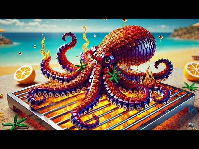 How To Grilled Perfect Giant Octopus || Lego Stop Motion Cooking ASMR