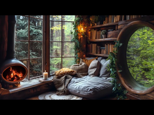 🌧️  Drift off to sleep with the soothing sounds of rain and fire - Cozy Ambience for Relaxing