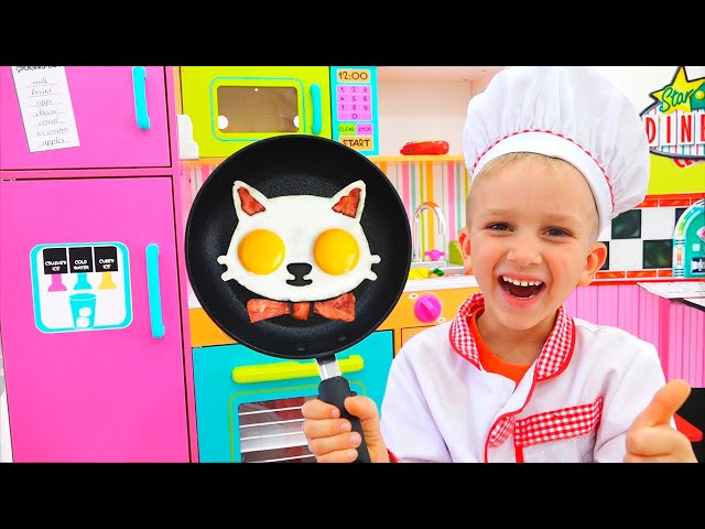 Vlad and Niki Cooking Breakfast for Mama