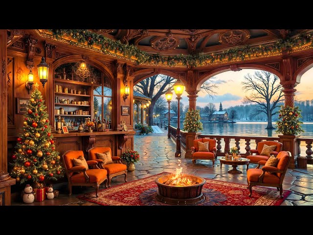 Smooth Christmas Holiday Jazz 2025 🎄❄️ Relaxing Coffee Shop with Cozy Fireplace Ambience for Unwind