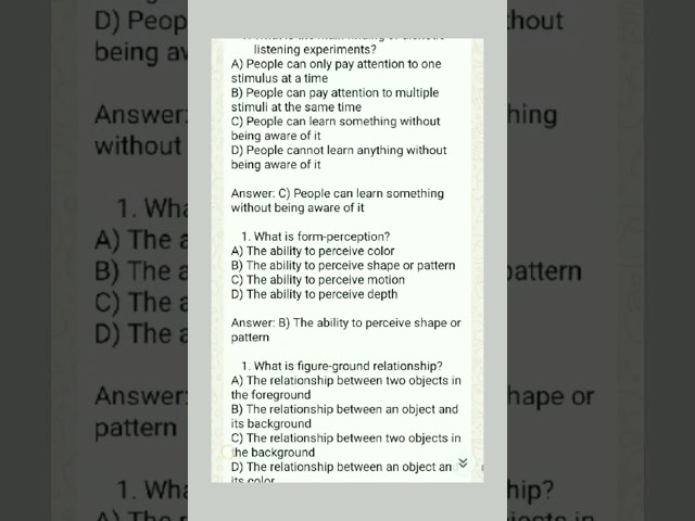 psychology 101 lecture 18#important McQ with answers #midterm #final #mcq #vu preparation