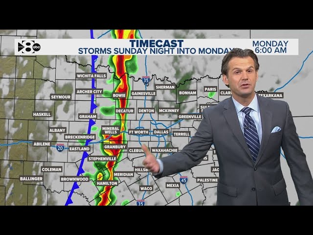 DFW Weather: Rain expected overnight Sunday, with a small threat of tornadoes