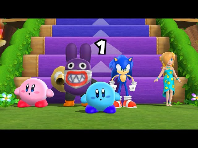 Mario Party 9 - Step it Up Kirby Vs Nabbit Vs Sonic Vs Rosalina (Master Difficulty)