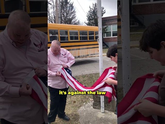 American Hero Putting Up Flag with Student | Rick Yarosh, Retired US Army Sergeant