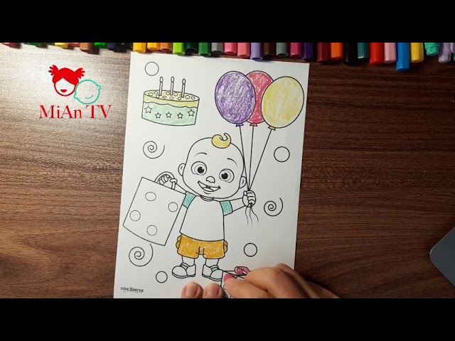 Tô màu JJ chúc mừng sinh nhật - Coloring JJ Cocomelon Happy Birthday