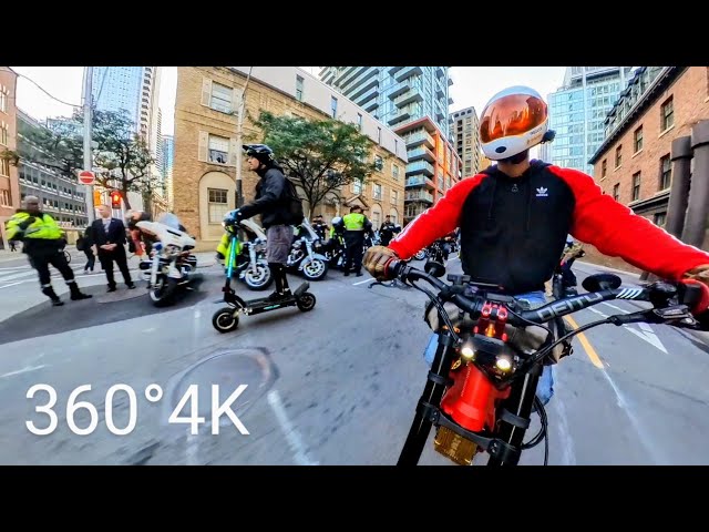 TORONTO Downtown GTA VR TOUR PEV Group Ride SURRON POV & Police Bikes Encounter [360°4K]