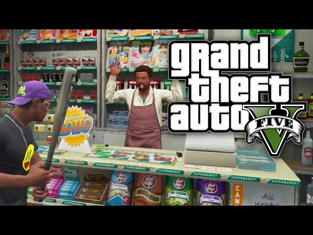 GTA 5 CHALLENGE - ROB 5 STORES WITHOUT KILLING! (GTA V Online)