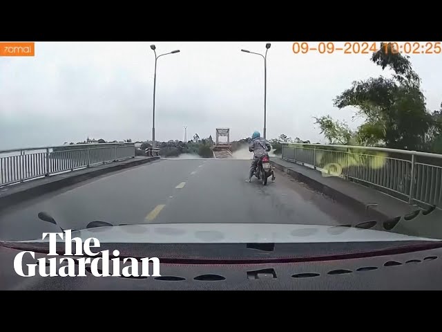 Dashcam shows moment bridge collapses in Vietnam following Typhoon Yagi