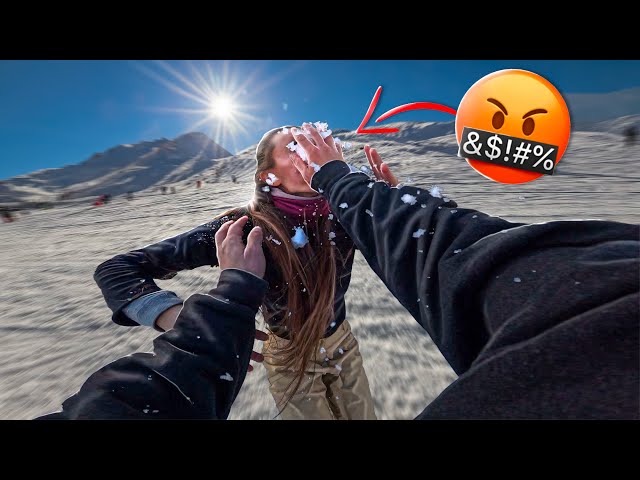 THIS GIRL IS COMPLETELY CRAZY!! (Epic Parkour Chase on Snow)