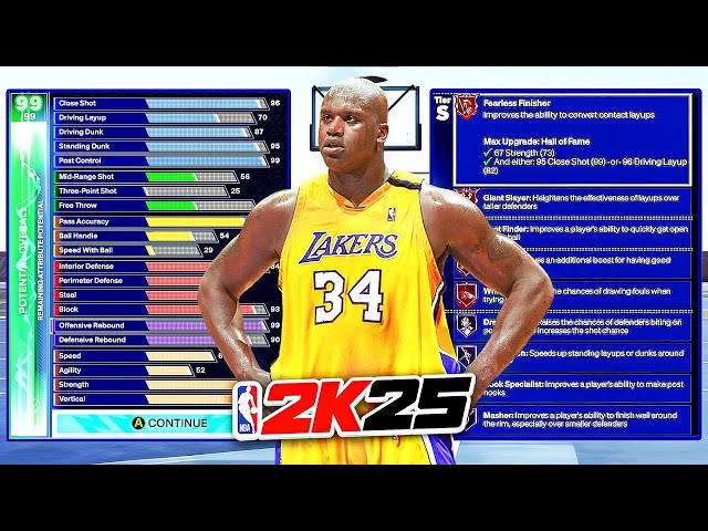 NBA 2K25 SHAQUILLE O'NEAL BUILD - MOST DOMINANT CENTER BUILD 2K25