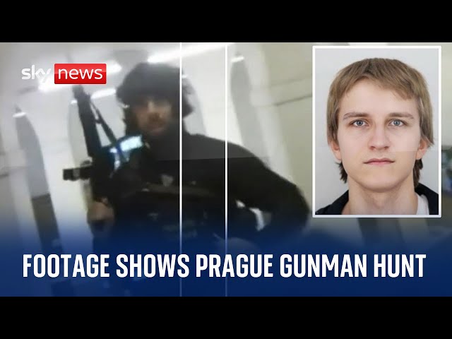 Prague shooting: Police release bodycam footage of search for gunman